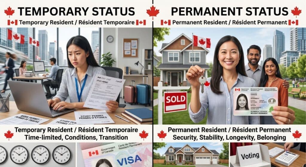 PR visa vs work permit Canada difference 2026